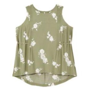 Prescott New York Dia and Co Olive Green floral tie-back tank
